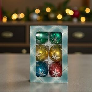 Vintage 60’s / 70’s Mercury Glass Handpainted Christmas Ornaments